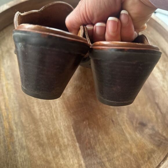 Ariat Brown Leather Women's Mules Silver Studs Western Booties Boho Size 6.5 GUC - Picture 4 of 12